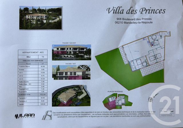 Appartement F4 à vendre - 4 pièces - 102.0 m2 - MANDELIEU LA NAPOULE - 06 - PROVENCE-ALPES-COTE-D-AZUR - Century 21 Azurim