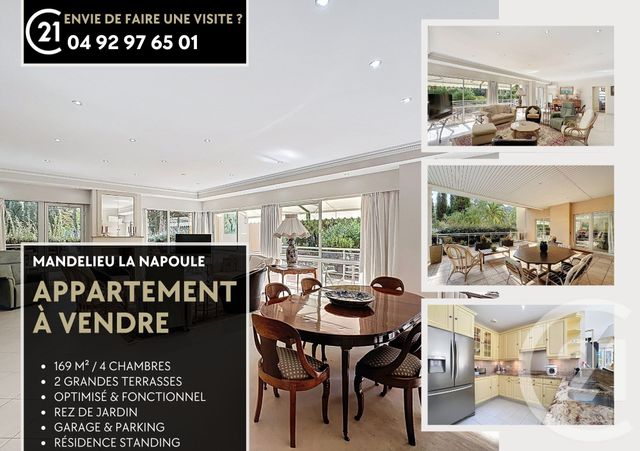 Appartement F7 et + à vendre - 7 pièces - 169.77 m2 - MANDELIEU LA NAPOULE - 06 - PROVENCE-ALPES-COTE-D-AZUR - Century 21 Azurim