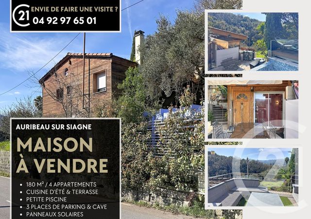 maison à vendre - 6 pièces - 158.0 m2 - AURIBEAU SUR SIAGNE - 06 - PROVENCE-ALPES-COTE-D-AZUR - Century 21 Azurim