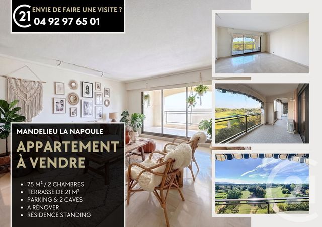 Appartement F3 à vendre - 3 pièces - 75.0 m2 - MANDELIEU LA NAPOULE - 06 - PROVENCE-ALPES-COTE-D-AZUR - Century 21 Azurim