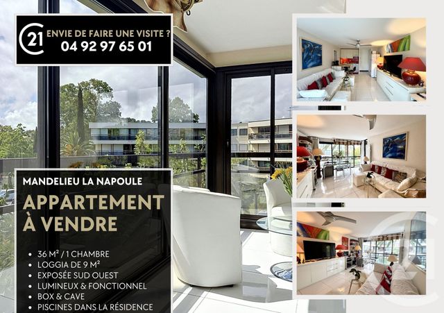 Appartement F2 à vendre - 2 pièces - 41.49 m2 - MANDELIEU LA NAPOULE - 06 - PROVENCE-ALPES-COTE-D-AZUR - Century 21 Azurim