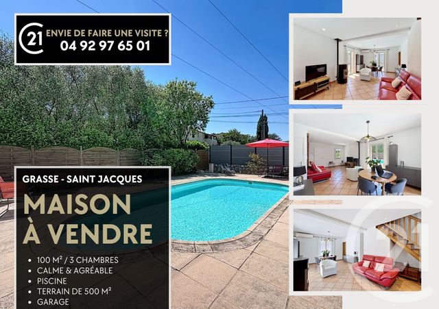 maison à vendre - 4 pièces - 97.14 m2 - GRASSE - 06 - PROVENCE-ALPES-COTE-D-AZUR - Century 21 Azurim